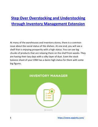 Step Over Overstocking and Understocking through Inventory Management Extension