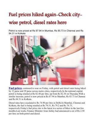Fuel prices hiked again: Check city-wise petrol, diesel rates here