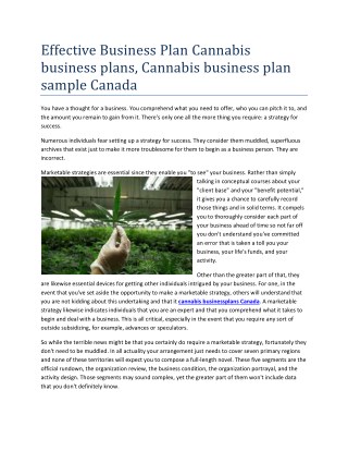 cannabis business plan sample Canada