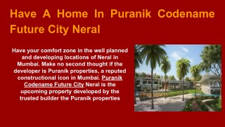 Codename Future City By Puranik Developer Best For Real Estate Investment