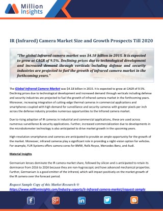 IR (Infrared) Camera Market Size and Growth Prospects Till 2020