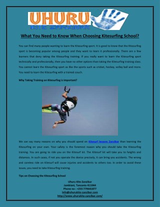 What You Need to Know When Choosing Kitesurfing School?