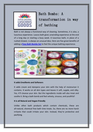 Bath Bombs: A transformation in way of bathing