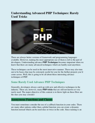 Understanding Advanced PHP Techniques: Rarely Used Tricks