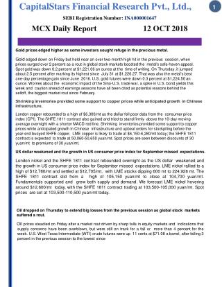 Mcx daily report 12 oct