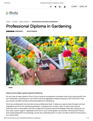 Professional Diploma in Gardening - istudy