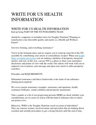 WRITE FOR US HEALTH INFORMATION