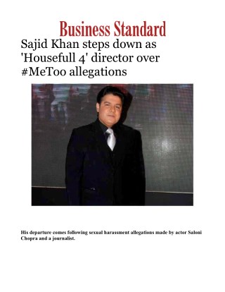 Sajid Khan steps down as 'Housefull 4' director over #MeToo allegations