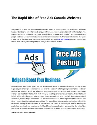 The Rapid Rise of Free Ads Canada Websites