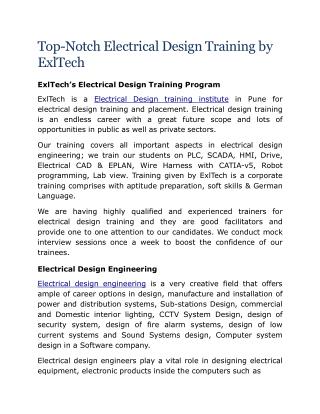 Top-Notch Electrical Design Training by ExlTech