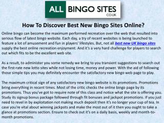 How To Discover Best New Bingo Sites Online?