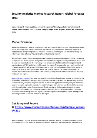 Security Analytics Market 2018 : Top Manufactures, Industry Set For Rapid Growth and Trend by 2023