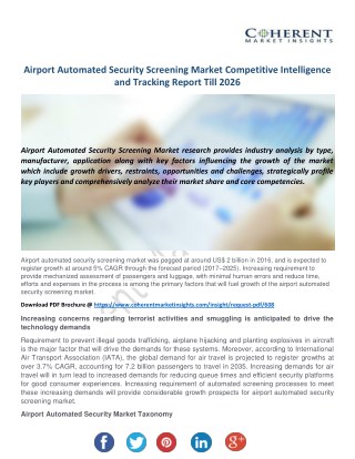 Airport Automated Security Screening Market Competitive Intelligence and Tracking Report Till 2026