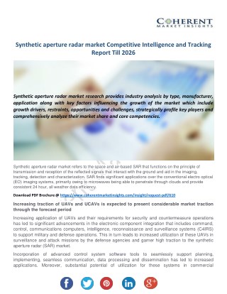 Synthetic aperture radar market Competitive Intelligence and Tracking Report Till 2026