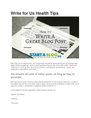 Write for Us Health Tips