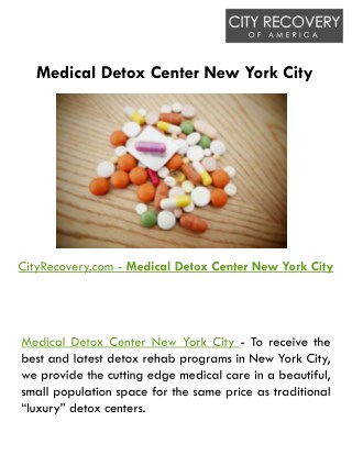 Medical Detox Center New York City - CityRecovery