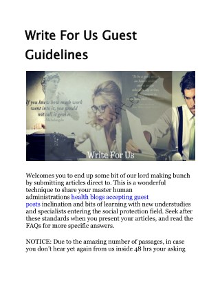 Write For Us Guest Guidelines