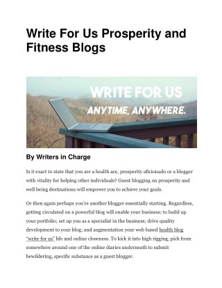 Write For Us Prosperity and Fitness Blogs