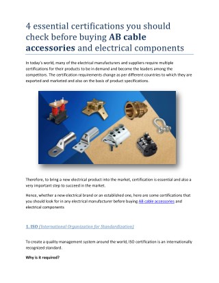 4 essential certifications you should check before buying AB cable accessories and electrical components