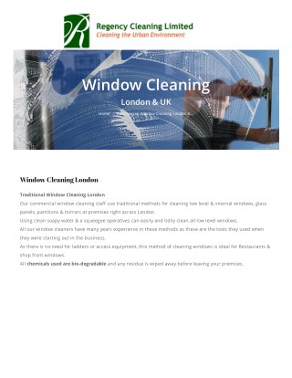 Window Cleaning Services in London By Regency Cleaning Limited