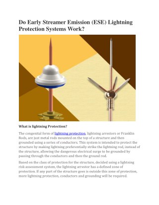 Do Early Streamer Emission (ESE) Lightning Protection Systems Work?