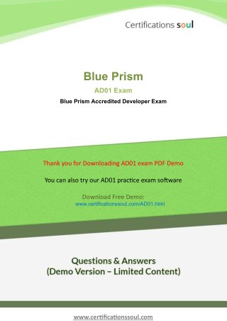 Blue Prism Accredited Developer AD01 Blue Prism Exam Question Answer