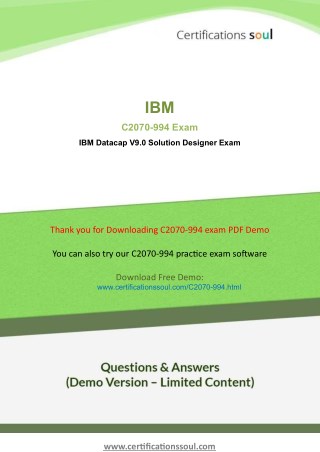 Datacap V9.0 C2070-994 IBM Questions