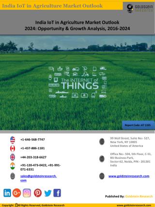 Global IoT In Agriculture Market Outlook 2024: Global Opportunity And Demand Analysis, Market Forecast, 2016-2024