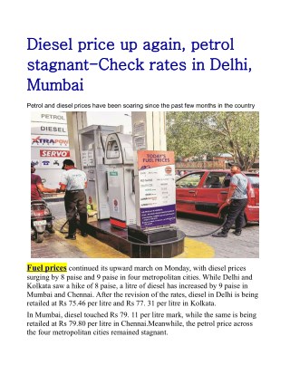 Diesel price up again, petrol stagnant: Check rates in Delhi, Mumbai