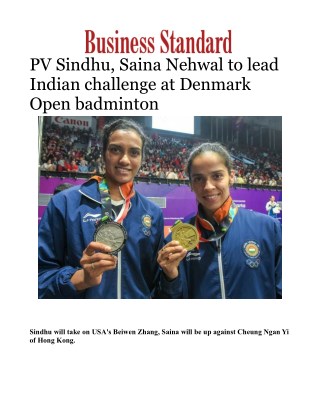 PV Sindhu, Saina Nehwal to lead Indian challenge at Denmark Open badminton 
