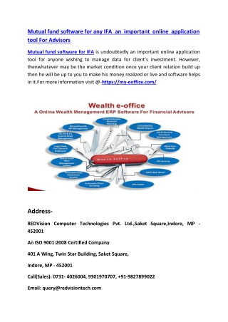 Mutual fund software for any IFA an important online application tool For Advisors