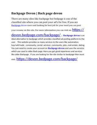 Backpage Devon | Back page devon