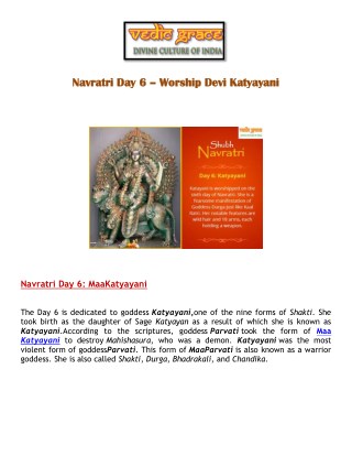 Navratri Day 6 Worship Devi Katyayani By Vinayak Bhatt