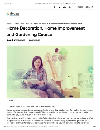 Home Decoration - Home Improvement and Gardening Course - istudy