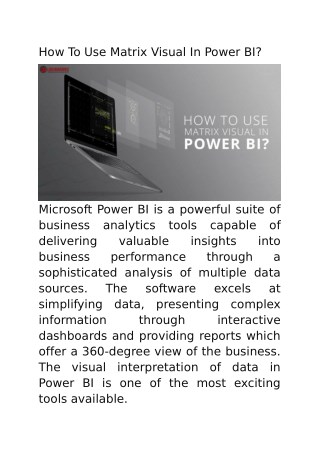 How To Use Matrix Visual In Power BI?