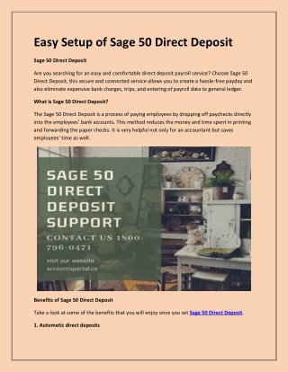 Easy Setup of Sage 50 Direct Deposit