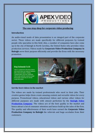 The one stop shop for corporate video producing