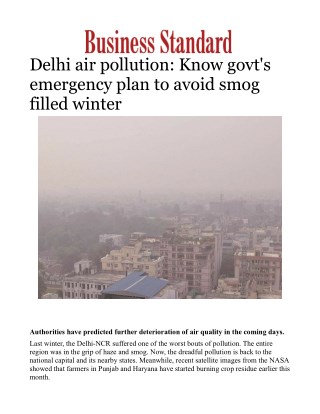 Delhi air pollution: Know govt's emergency plan to avoid smog filled winter