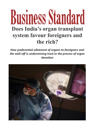 Does India's organ transplant system favour foreigners and the rich?