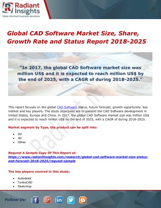 Global CAD Software Market Size, Share, Growth Rate and Status Report 2018-2025