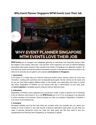 Why Event Planner Singapore MTM Events Love Their Job