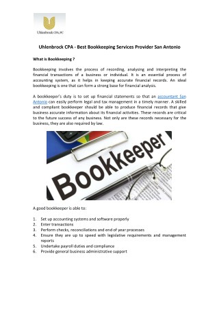 Uhlenbrock CPA - Best Bookkeeping Services Provider San Antonio