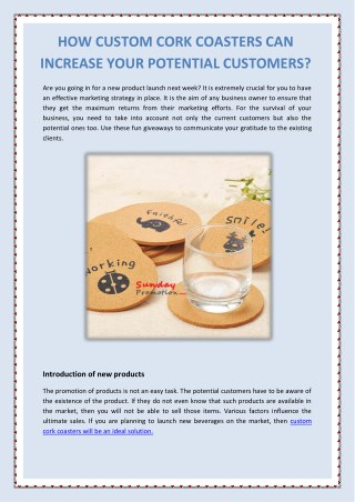 How Custom Cork Coasters Can Increase Your Potential Customers?