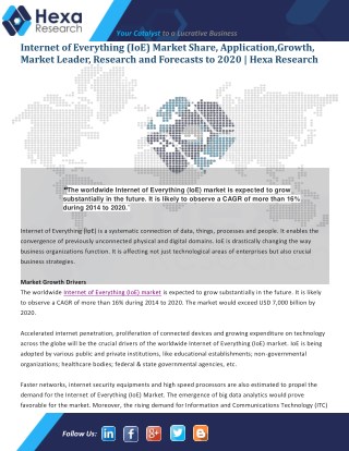 Internet of Everything (IoE) Market Industry Trends, Technology, Applications and Growth Drivers, 2020