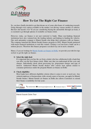 How To Get The Right Car Finance