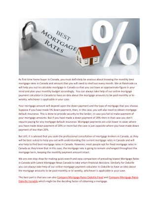 Get Mortgage Rates Oakville