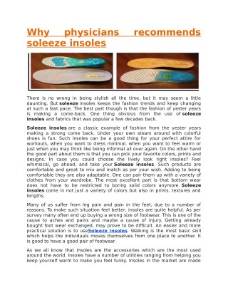 Why physicians recommends soleeze insoles