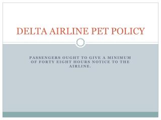 Delta Airline Pet Policy