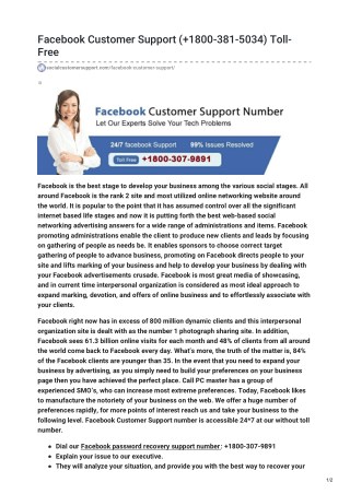 facebook support number 1800-3079891 | call now