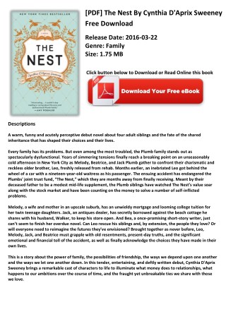 [PDF] The Nest By Cynthia D'Aprix Sweeney Free Download